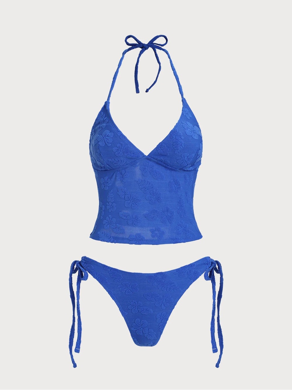 SAMIOL - Blue Tropical Floral Terry Tankini Set